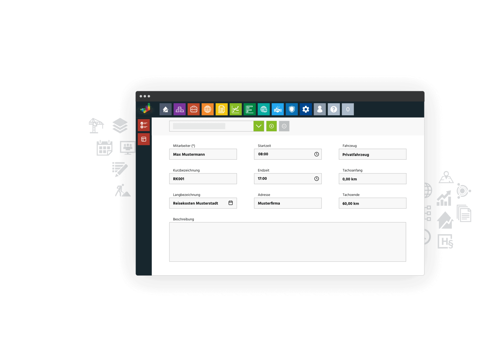 Dashboard Bausoftware Leistungserfassung