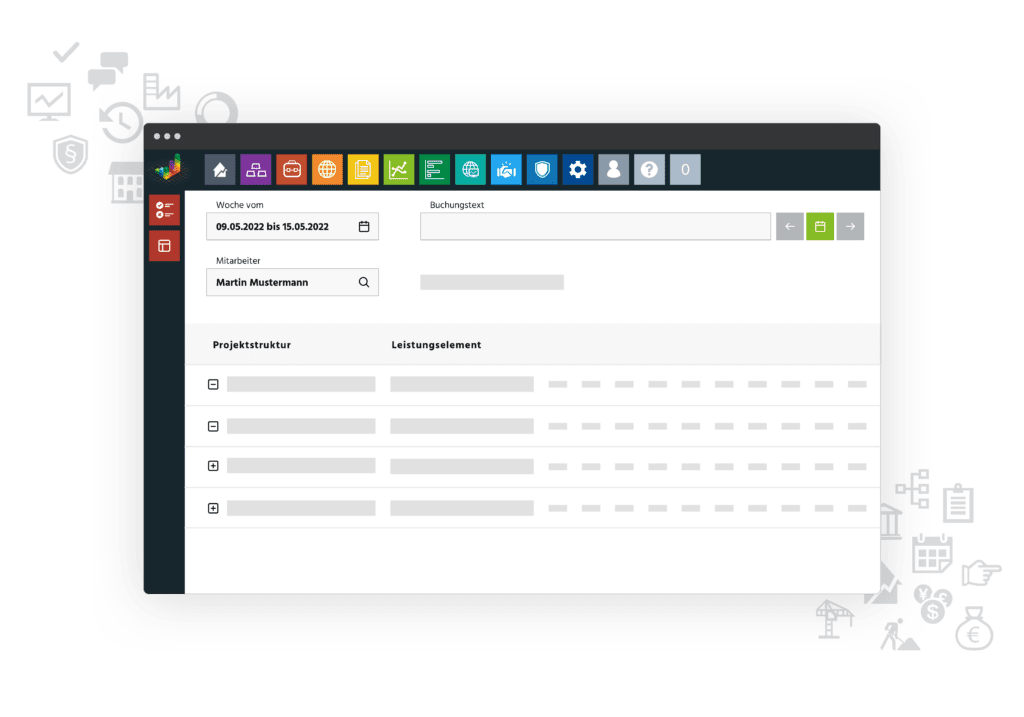 Dashboard Bausoftware Leistungserfassung